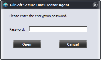 Secure Disc Creator agent password window