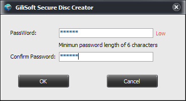 Set the password for the encrypted secure area