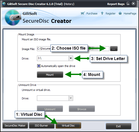 Mount an encrypted ISO image in a virtual drive